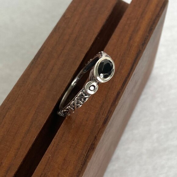 Silpada Sterling Silver 925 Black Faceted Oval Cubic Zirconia Band Ring Sz 8 - Picture 11 of 16